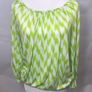 Michael Kors pullover blouse green and white Sz XS